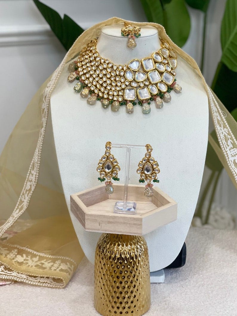 Heavy Meenakari Jadau Kundan Handmade Kundan Bridal Choker set