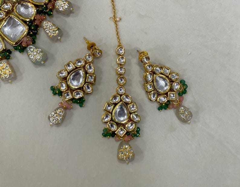 Heavy Meenakari Jadau Kundan Handmade Kundan Bridal Choker set - Image 9