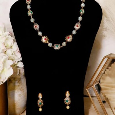 Multi Beads Necklace With Earrings