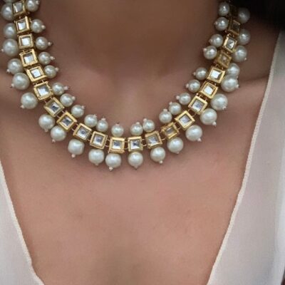 Gold Plated Jadau Kundan Necklace Set