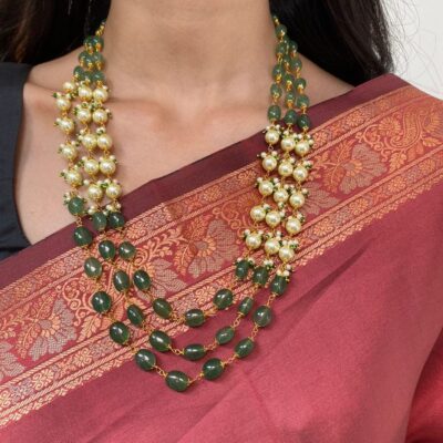 Empress Green Stone Long Necklace Set