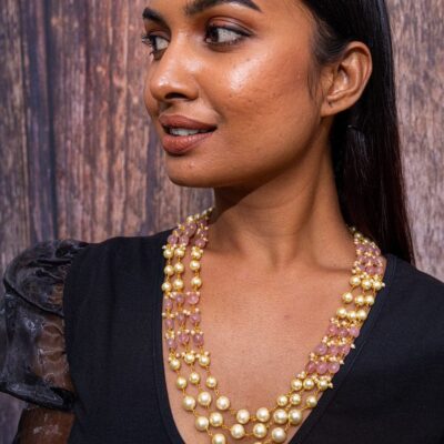 Pink & White Stone Necklace