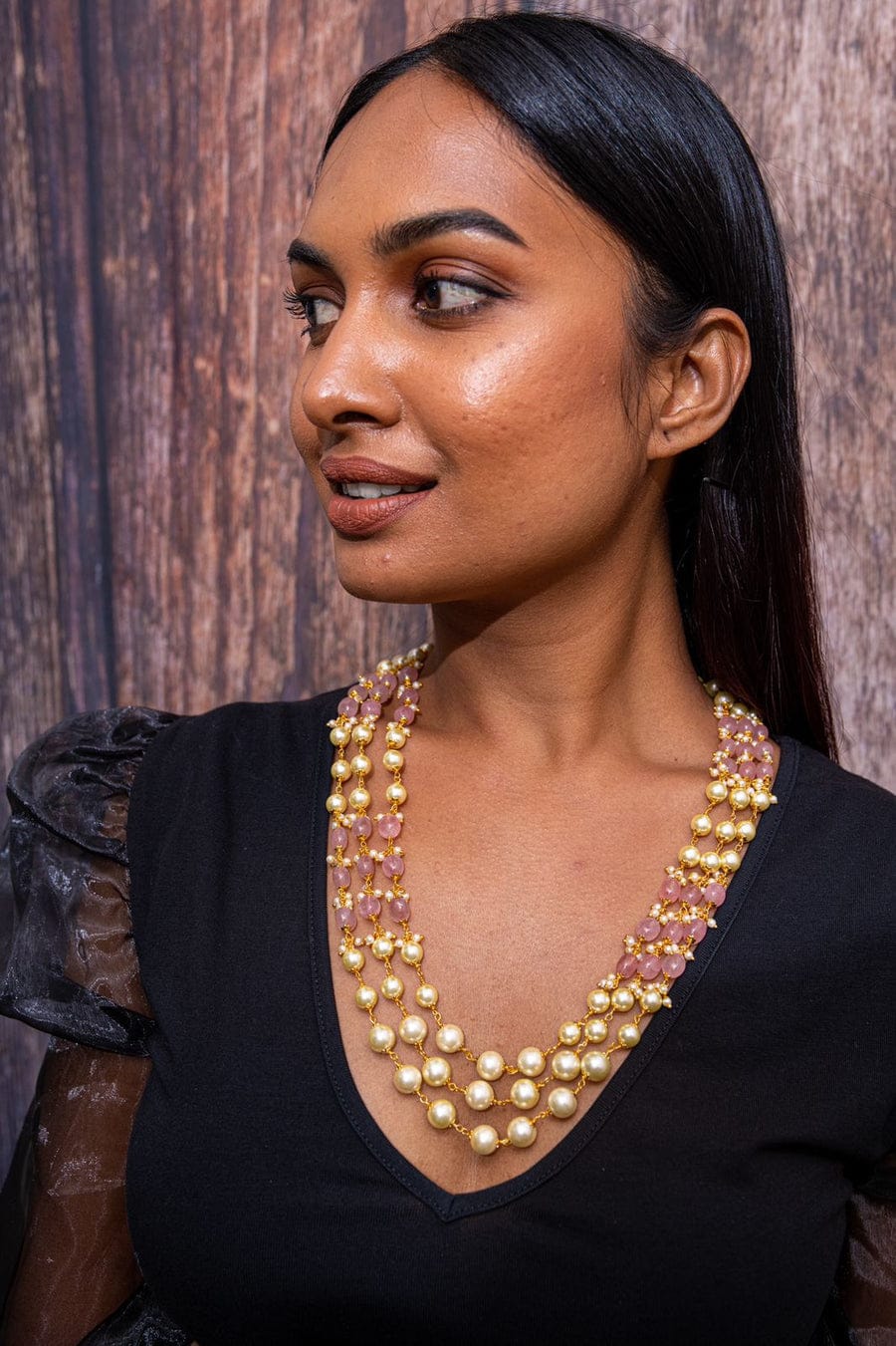 Pink & White Stone Necklace