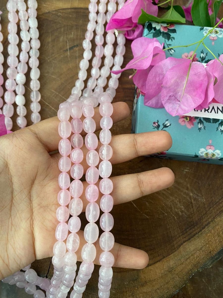 Long Pink Stone Necklace Set - Image 3