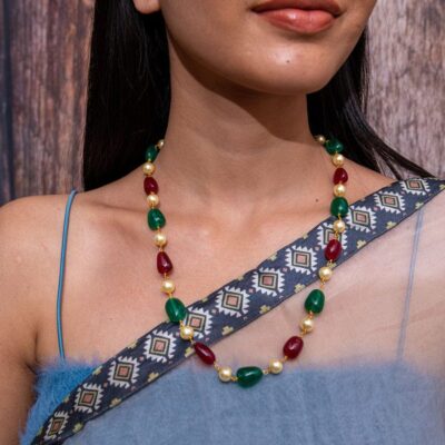 Single Line Ruby & Emerald Mala