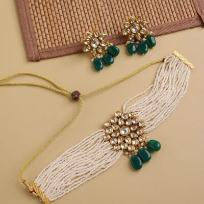 Gold Plated Jadau Kundan Necklace Set