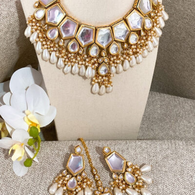 Gold Plated Jadau Kundan Necklace Set