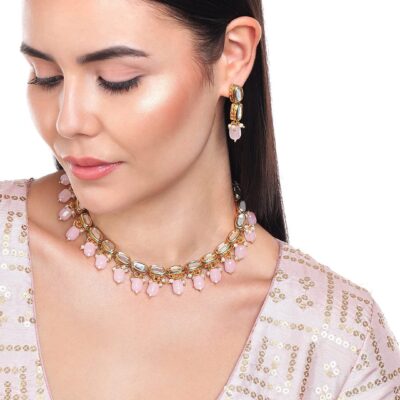 Gold Finish Kundan Choker Necklace Set