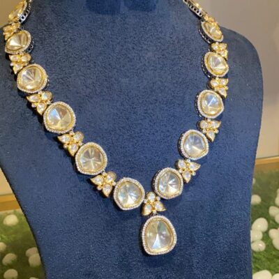 Long polki set with earrings