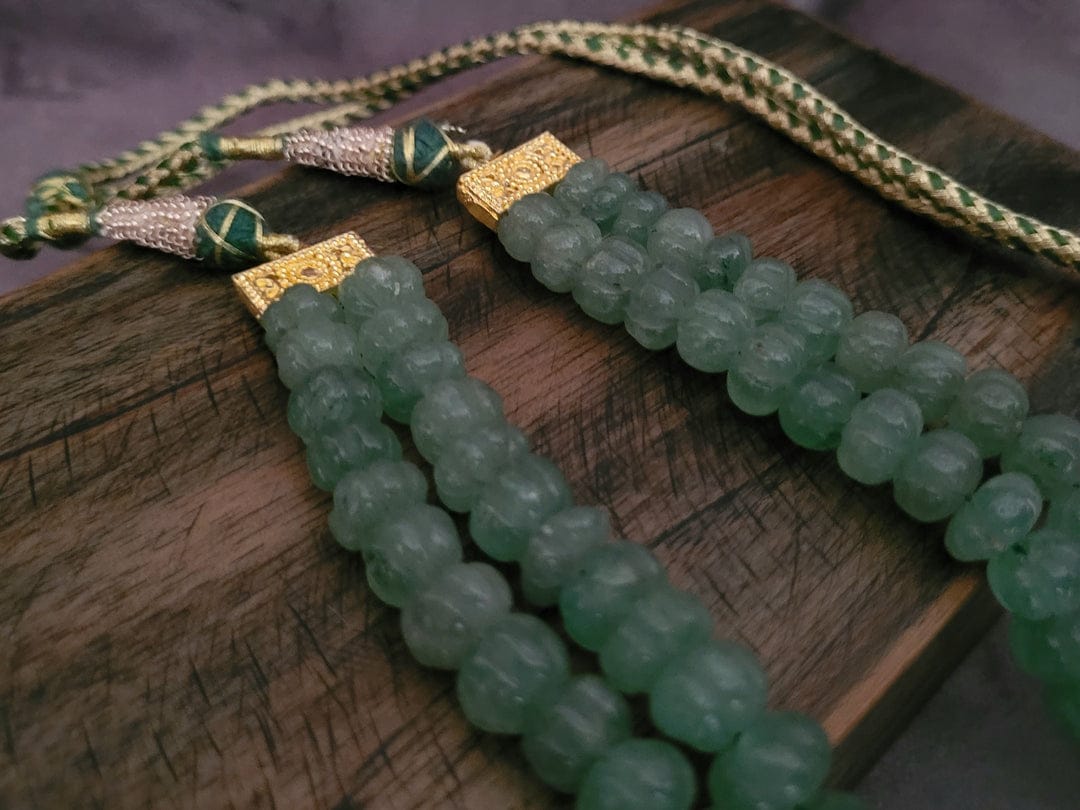 Beryl Emerald Touch Round Melon Shape Beads Necklace - Image 2