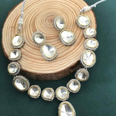 Victorian Uncut Polki Faux Diamond Necklace set