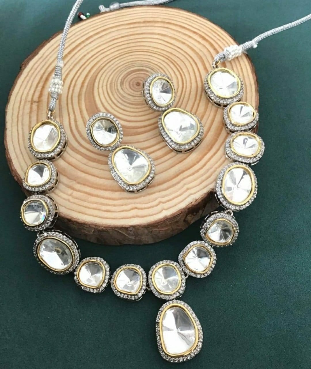 Victorian Uncut Polki Faux Diamond Necklace set