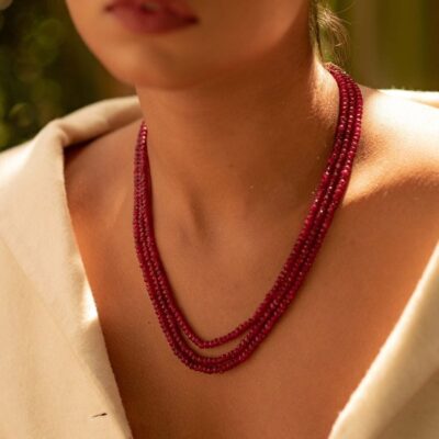 Maroon Onyx Long Necklace