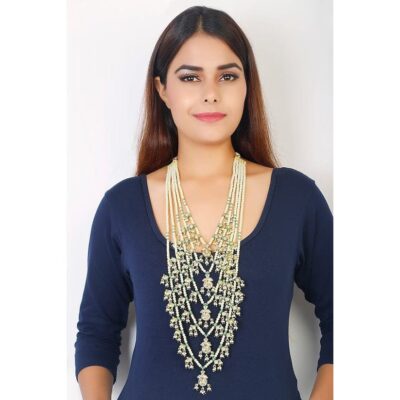 Gold Plated Kundan Necklace Set With Earrings
