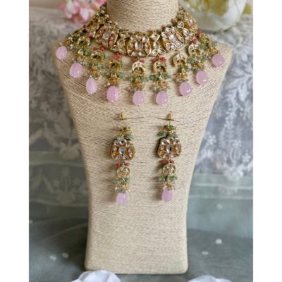 Womens Gold Plated Designer Necklace Set