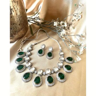 Green Kundan Choker Necklace Set