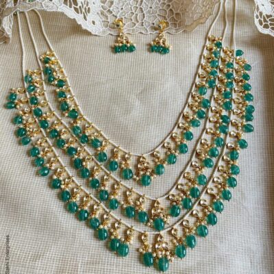 Gold-Plated Pearl Necklace & Earrings Set