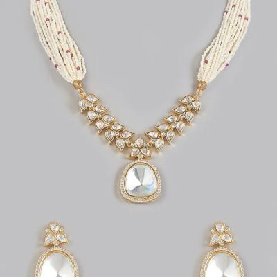 Gold Plated Kundan Polki Necklace Set