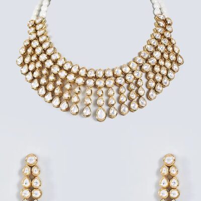 Gold Plated Kundan Necklace Set