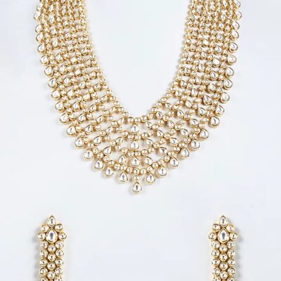 Gold Plated Kundan Polki Necklace Set