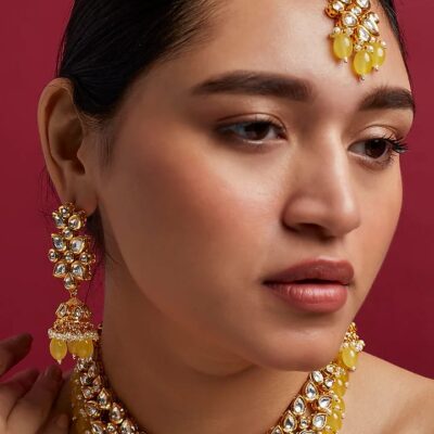 Gold Plated Beaded Choker Necklace Set