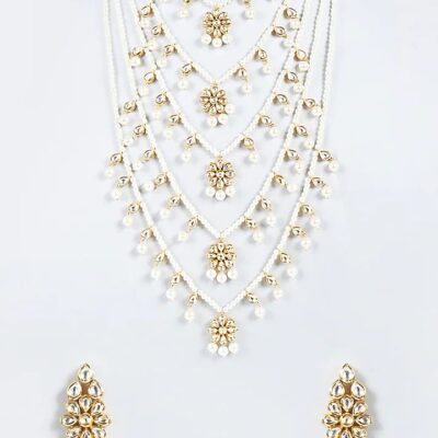 Gold Plated Pearl Layered Necklace Set