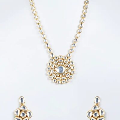 Gold Plated Kundan Polki Necklace Set