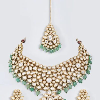 Gold Plated Kundan Polki Necklace Set