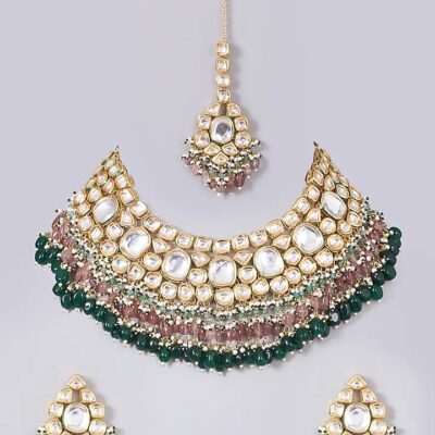 Gold Plated Kundan Choker Necklace Set