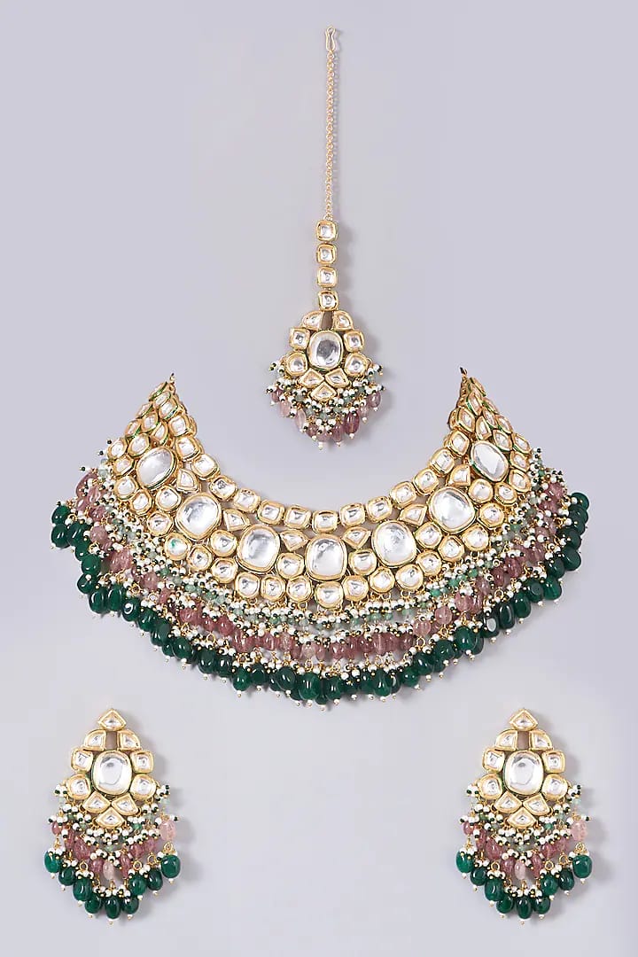Gold Plated Kundan Choker Necklace Set