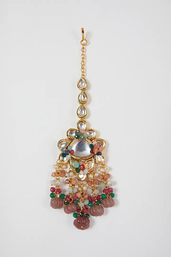 Gold Plated Kundan Choker Necklace Set - Image 3