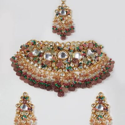 Gold Plated Kundan Choker Necklace Set