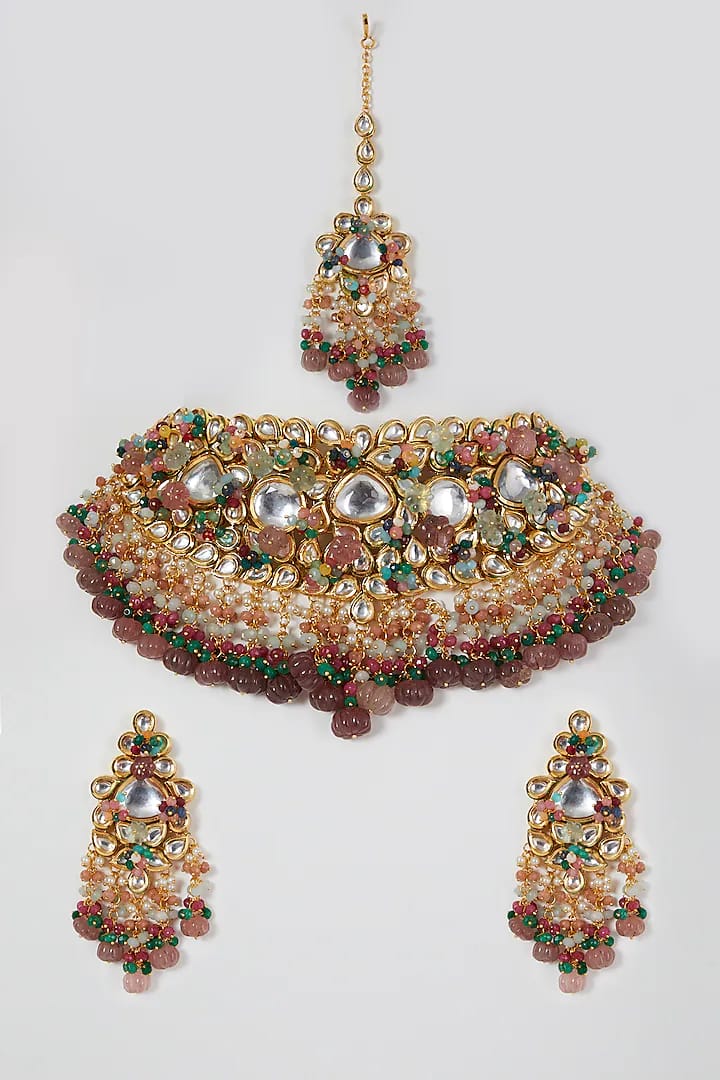 Gold Plated Kundan Choker Necklace Set