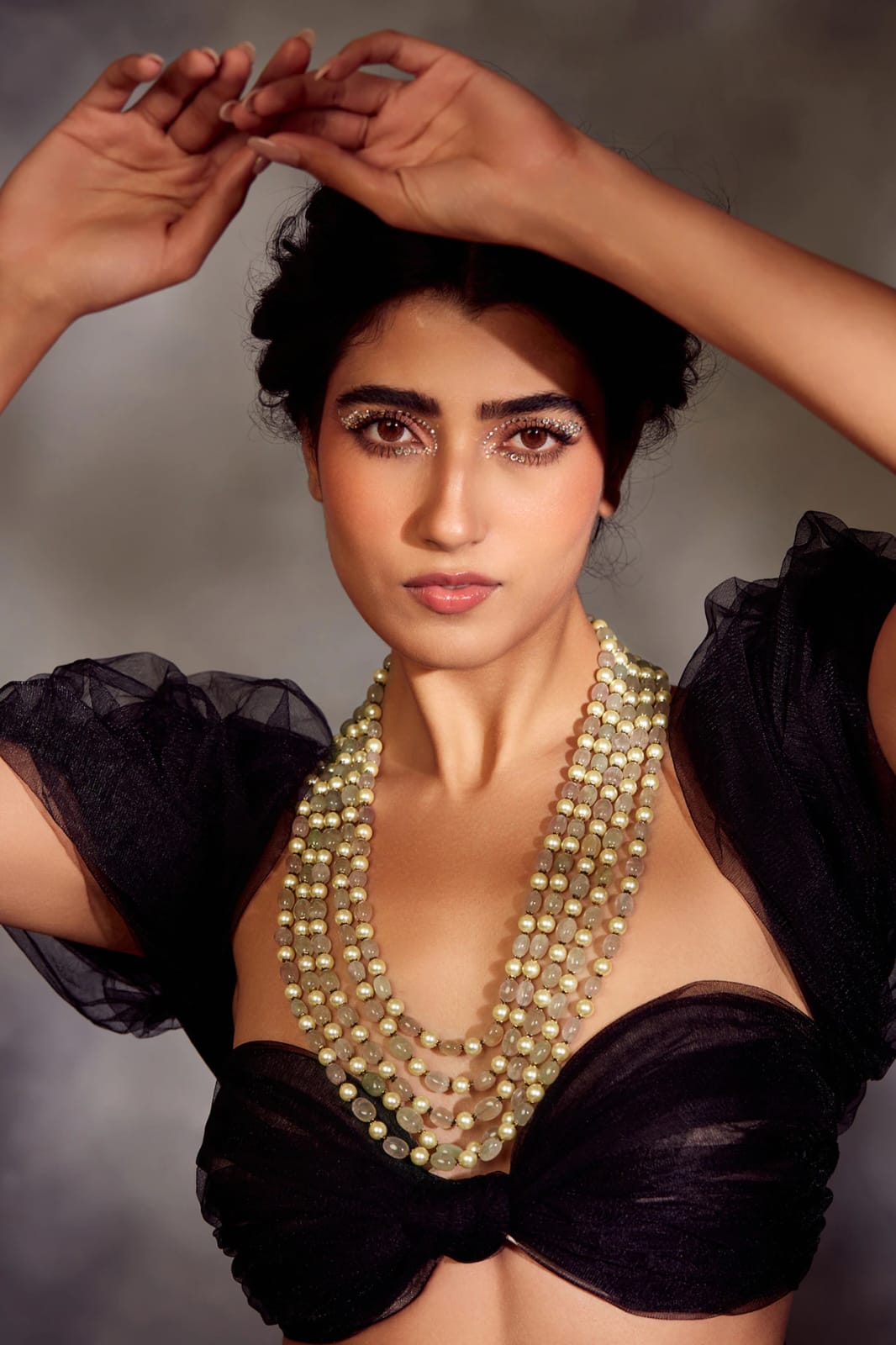 Gold Finish Mint Fluorite Stone Necklace - Image 2