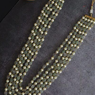 Gold Finish Mint Fluorite Stone Necklace