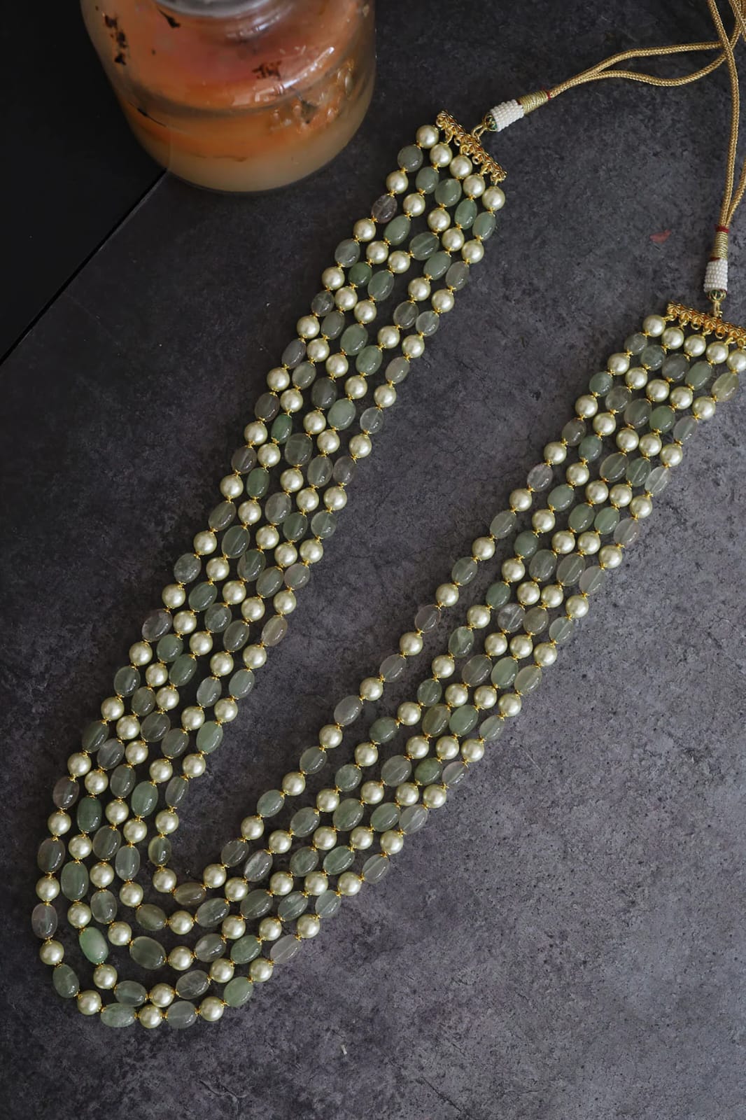 Gold Finish Mint Fluorite Stone Necklace