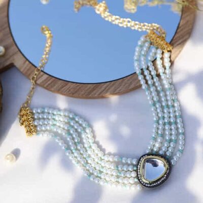 Gold Plated Kundan Beads Necklace