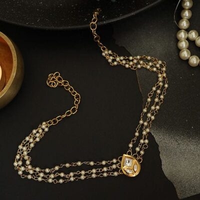 Gold Plated Pearl Choker Necklace