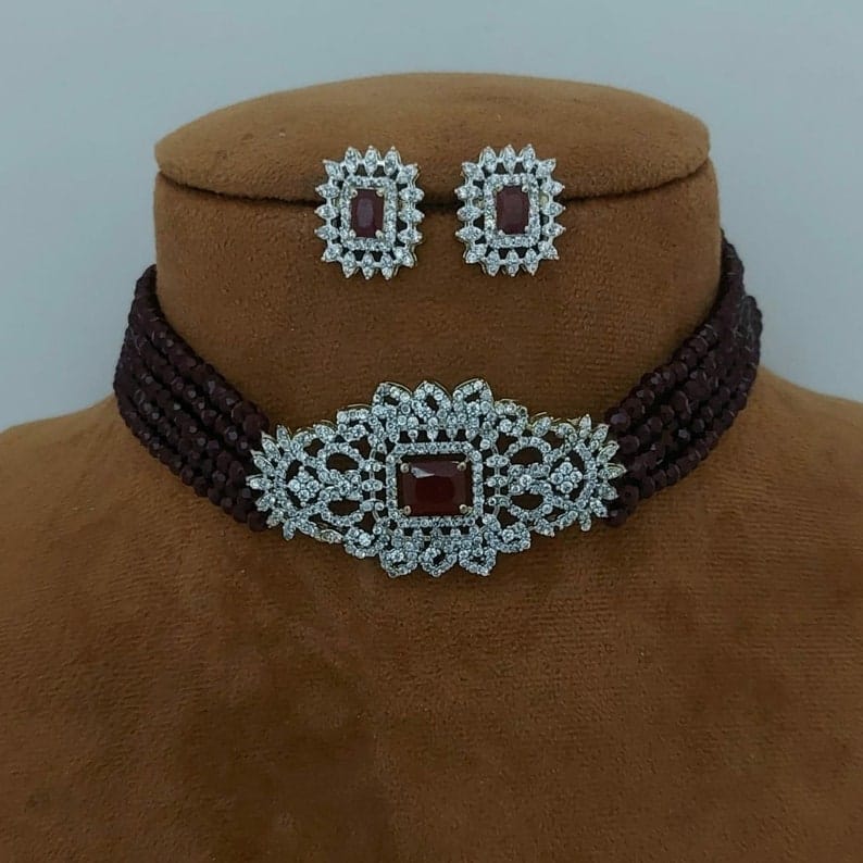 Gold Plated Choker Necklace Set - Image 7