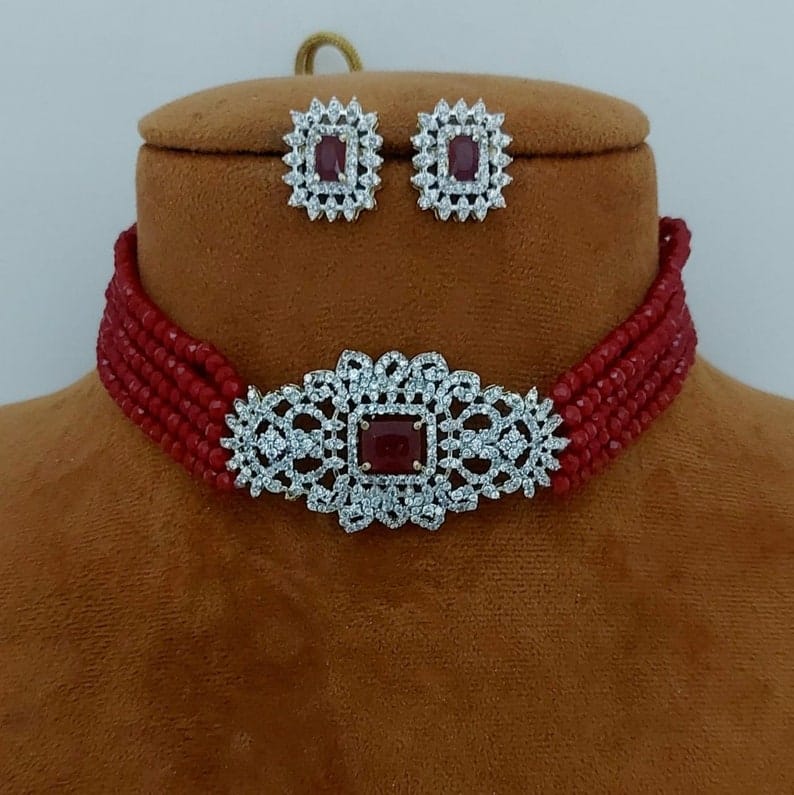 Gold Plated Choker Necklace Set - Image 4