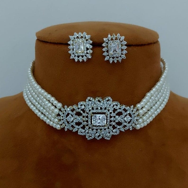 Gold Plated Choker Necklace Set - Image 9