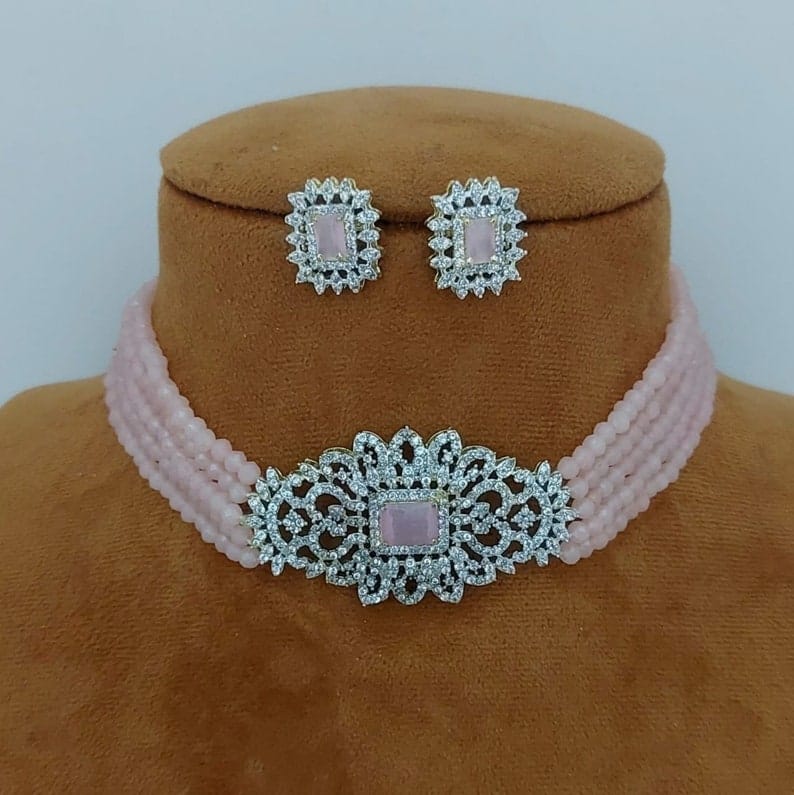 Gold Plated Choker Necklace Set - Image 10