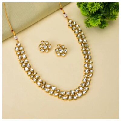 Gold Toned Kundan Studded Necklace Set