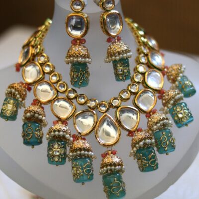 Kundan Polki Jhumki Necklace Set