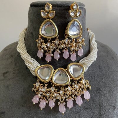 Premium quality gold plated silver foiled Kundan necklace