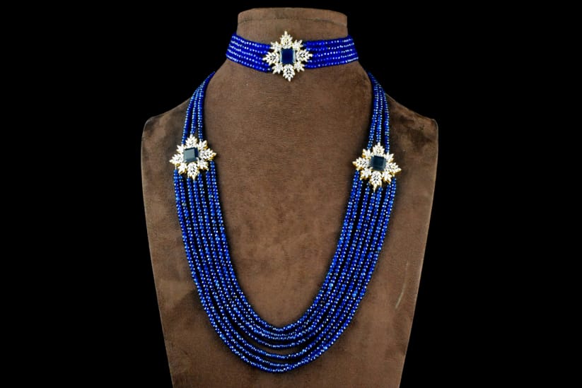 American Diamond Beads Choker With Long Jewellery - Image 3