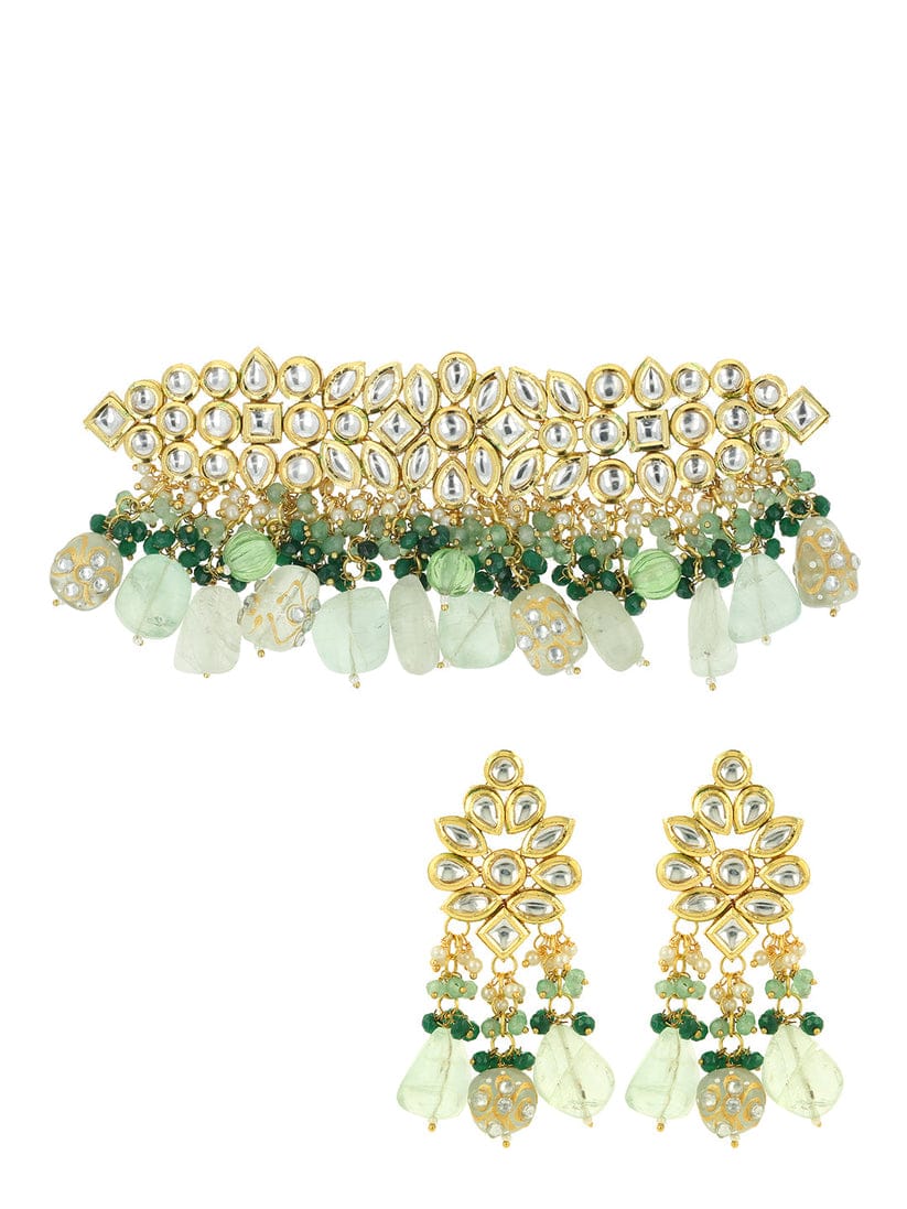 Kundan Choker Necklace Set - Image 4