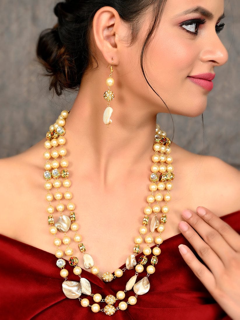 Baroque & Shell Pearl Triple Layered Mala