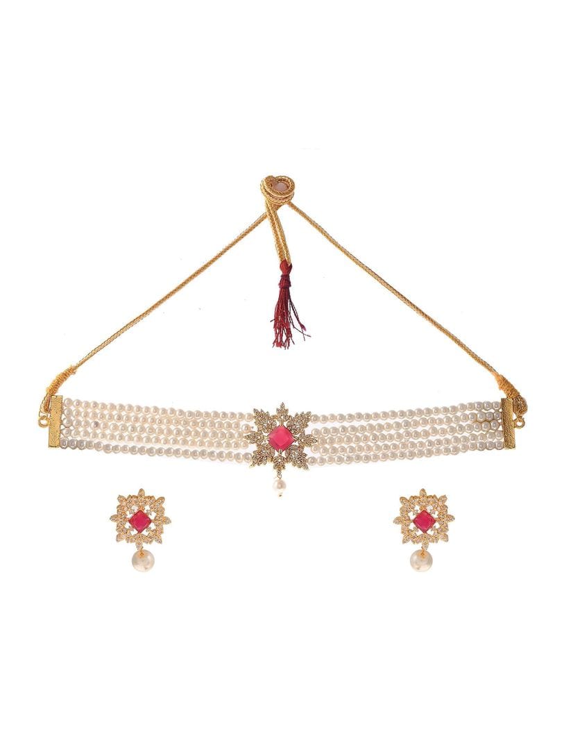 Pearl Choker Set With American Diamond - Image 3