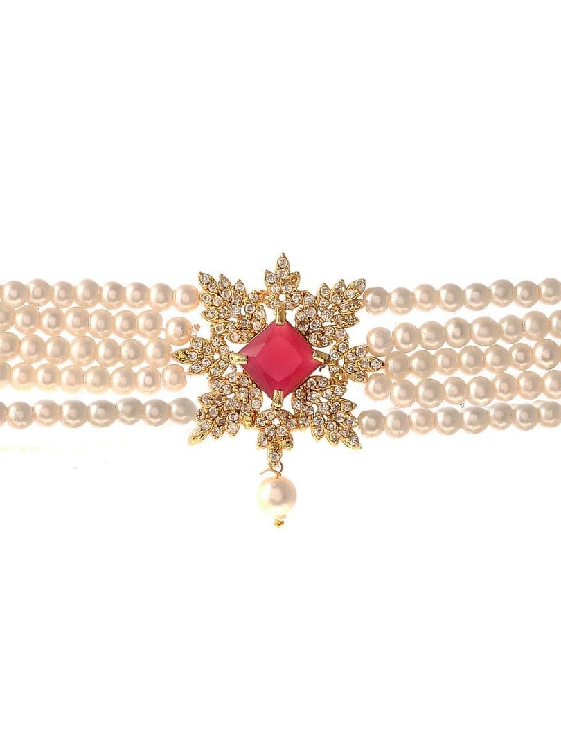 Pearl Choker Set With American Diamond - Image 4